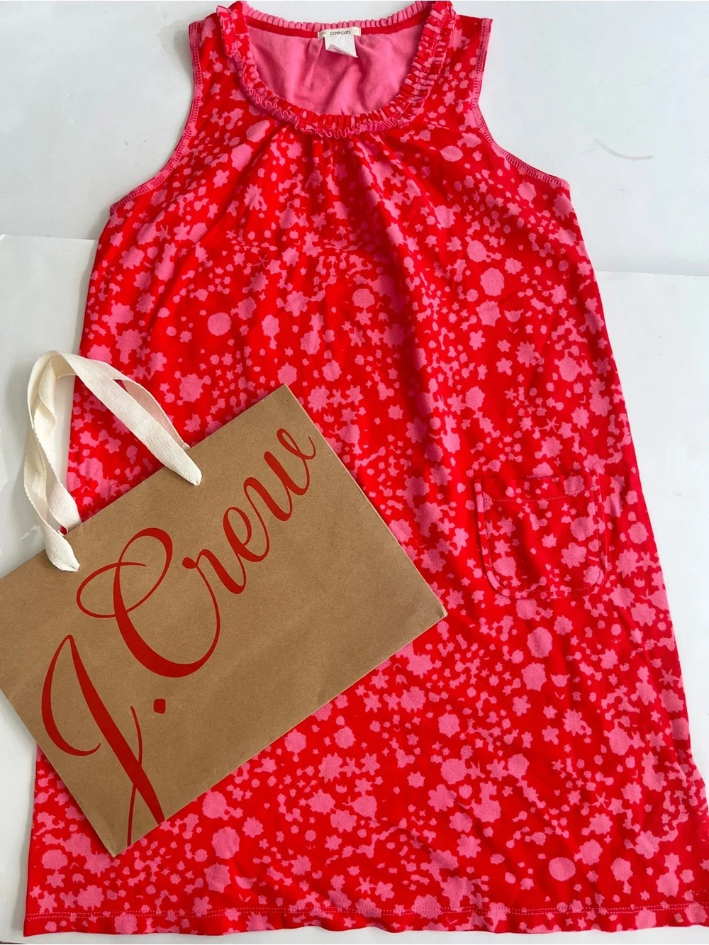 Crewcuts JCREW Preppy pink & Red tank Dress cover up swim sundress kids 10 girls